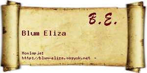 Blum Eliza névjegykártya